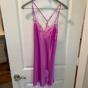 VS pink silk and lace nightgown